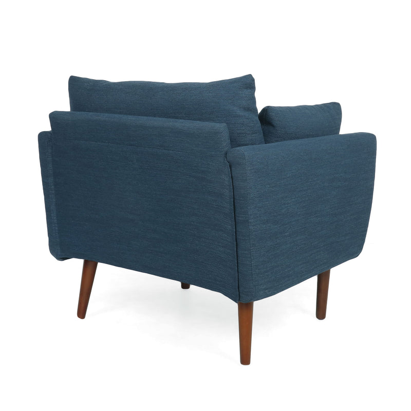 Luminate - Upholstered Fabric Club Chair With Tapered Legs And 2 Accent Pillows - Navy Blue