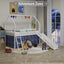 Jack - House Loft Bed With Slide And Curtain Set
