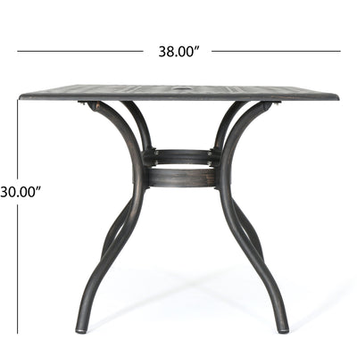 Enchantia - Outdoor Rectangular Dining Table With Weave Tabletop And Flared Legs - Copper