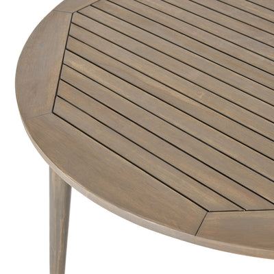 Round Outdoor Patio Table With Slatted Top - Gray