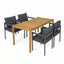 5 Piece Outdoor Patio Dining Set With Table, Chairs With Cushions - Gray / Light Teak