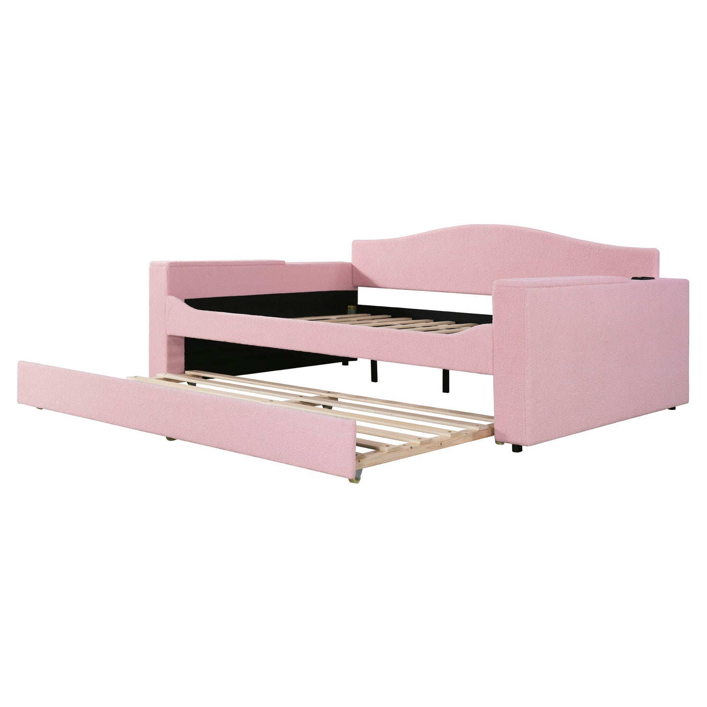 Upholstered Daybed With Storage Armrests, Trundle And Latest Integrated tooth Audio System