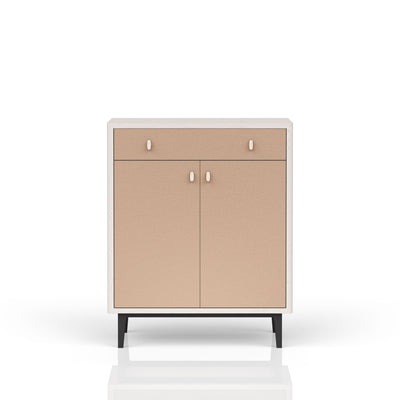Bar Cabinet With Large Storage - White / Pecan