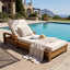 Chaise Lounge Set With 4 Fold Cushion And Built In Headrest, 3 Position Adjustable, For Patio Pool - Cream / Teak