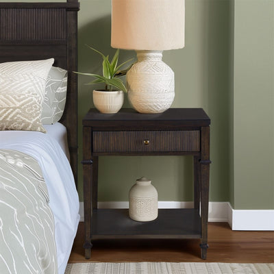 Kenna - Nightstand With Storage - Dark Coffee