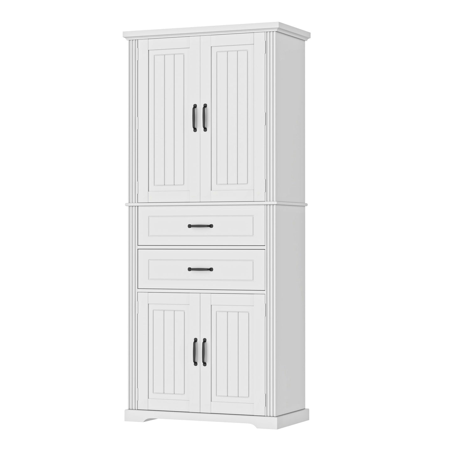 Multi Functional Storage Cabinet With Adjustable Shelves, 2 Drawers, Door Shelves
