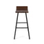 Outdoor Bar Stool With Low Backrests And Wood Seats (Set of 2) - Dark Brown / Black