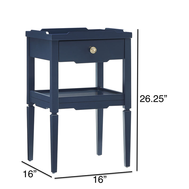 Foley - 1 Drawer Nightstand With Pull - Dark Blue