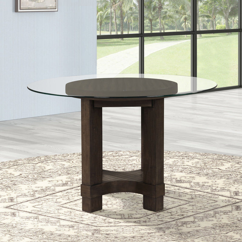 Cityscape - Mesa redonda de cristal de 52" y base - Marrón oscuro