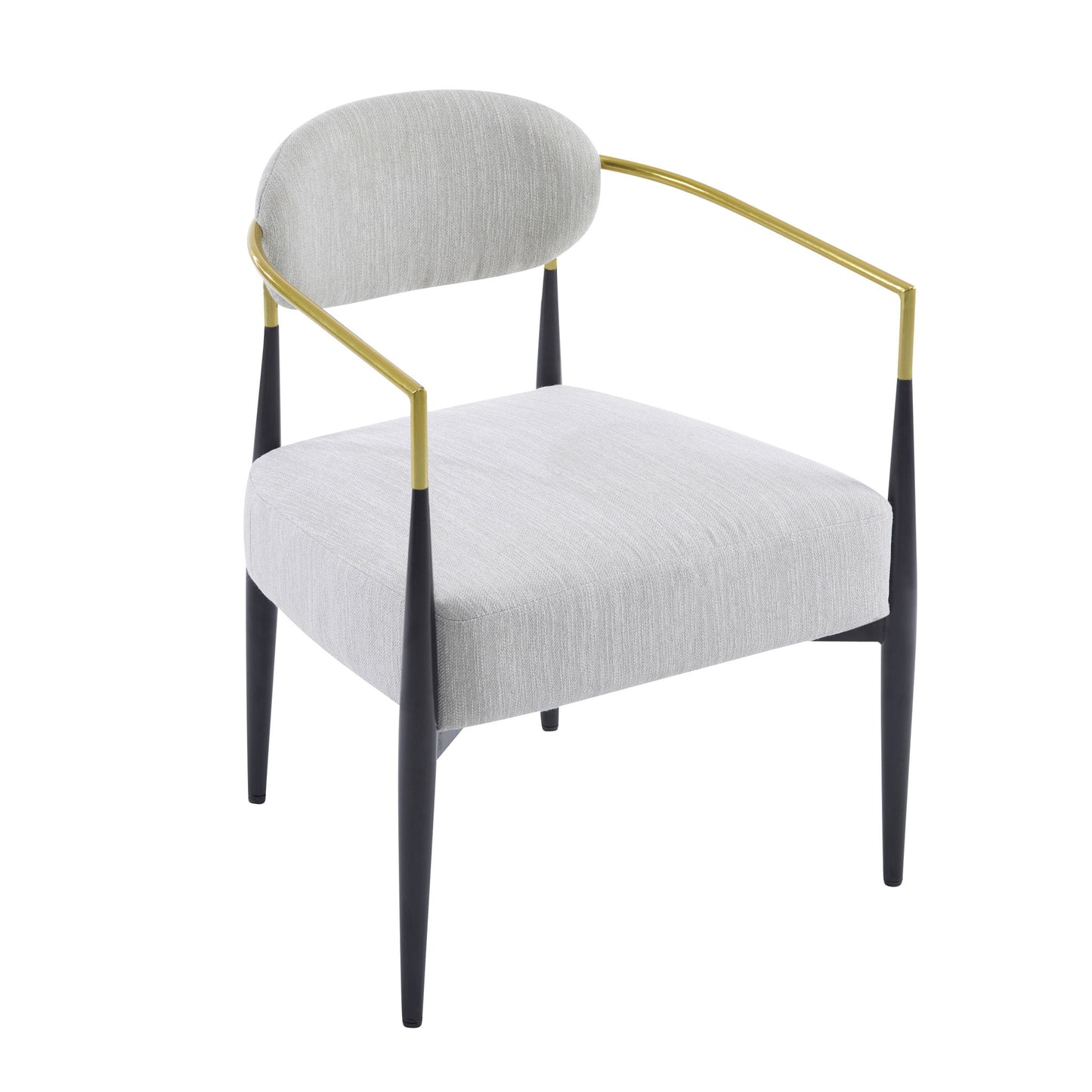 Upholstered Accent Armchair With Tapered Legs - Beige / Black / Gold