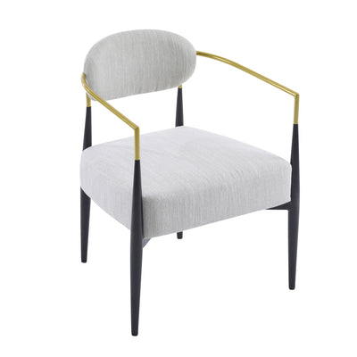 Upholstered Accent Armchair With Tapered Legs - Beige / Black / Gold