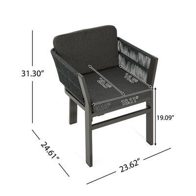 7 Piece Outdoor Dining Set With Table And 6 Chairs - Black / Teak / Gray