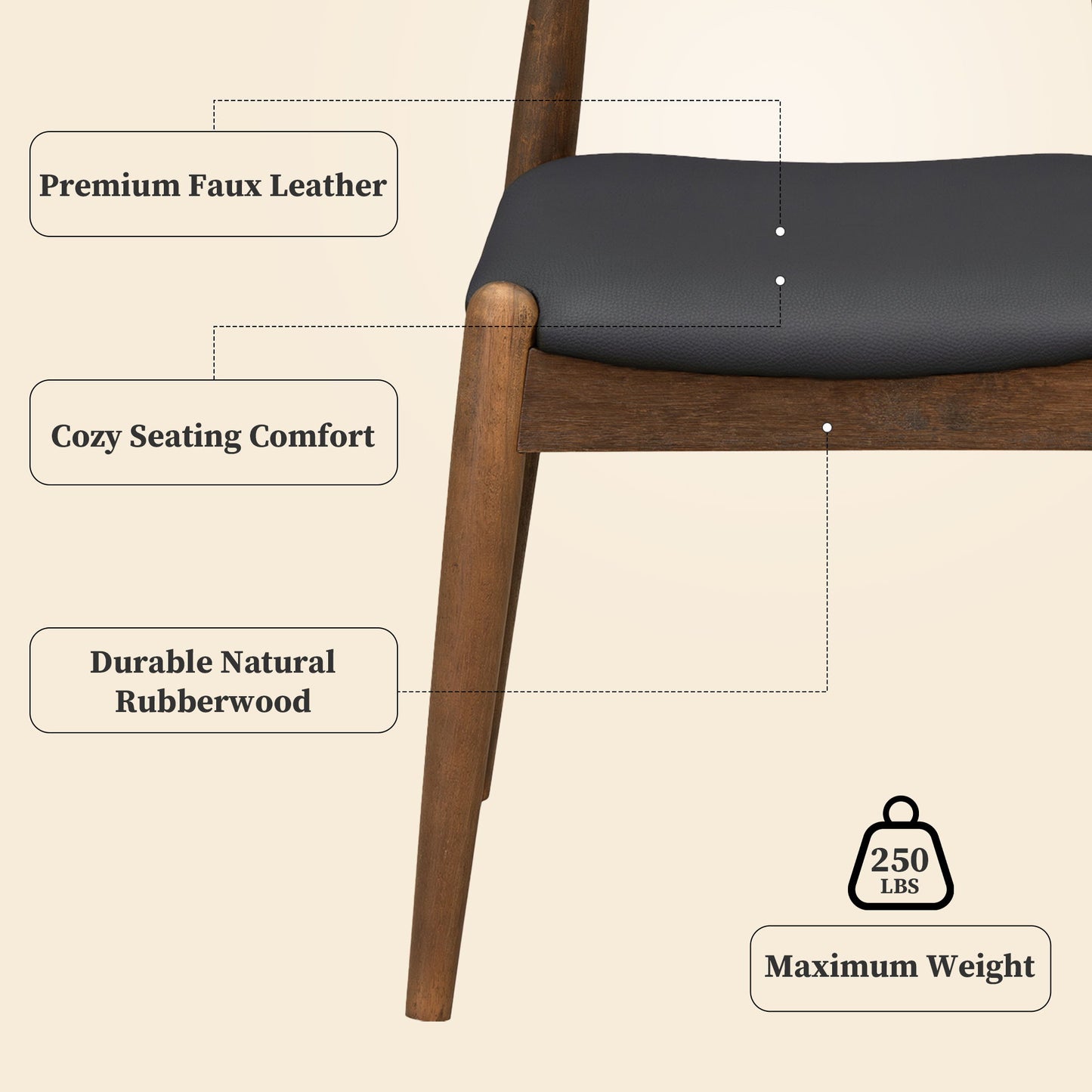 Dining Chairs With Ergonomic Backrest (Set of 2)