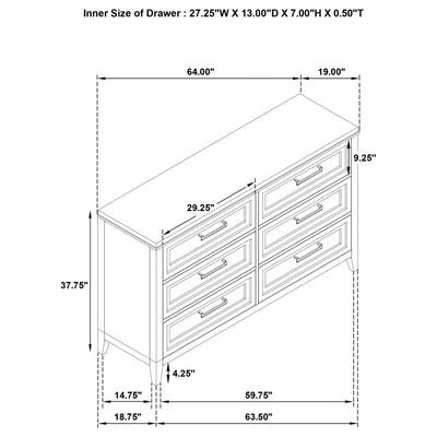 Inverness - 6 Drawer Bedroom Dresser - White