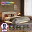 King Curved Upholstered Bed With Smart Ambient Lighting - Cream