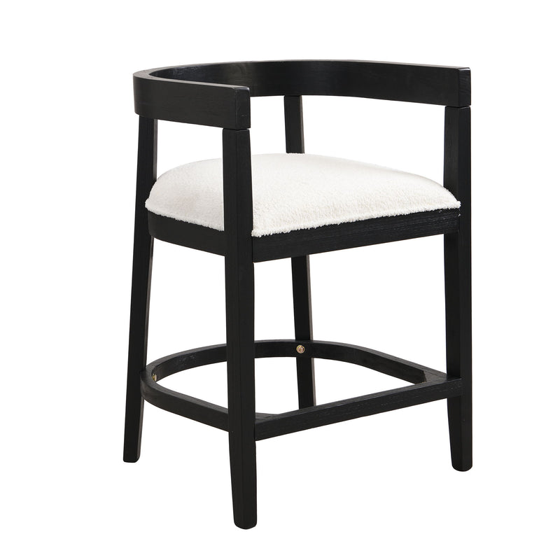 Modern Rubberwood Counter Stool Set With Upholstered Seats