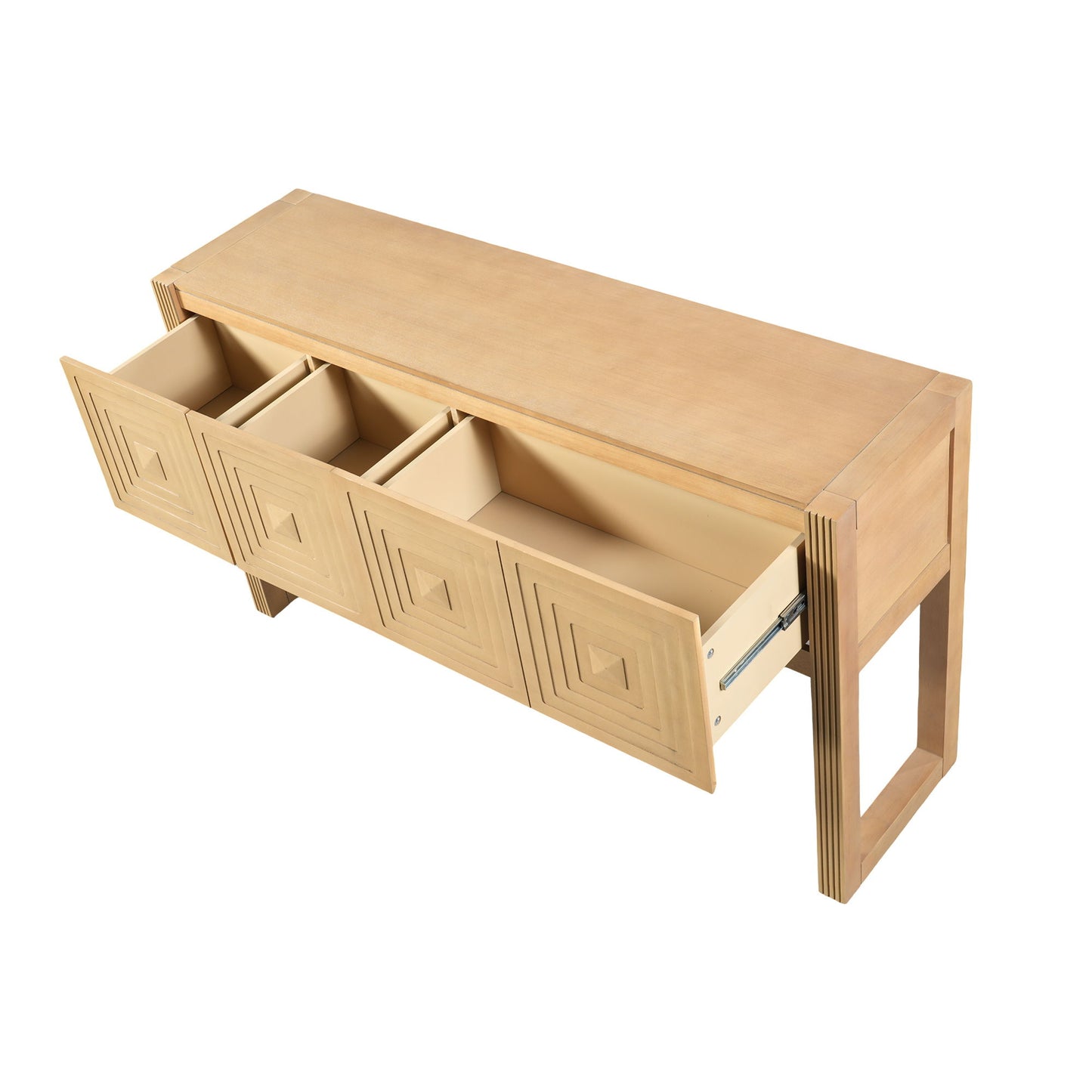 Geometric Carved Console Table With 3 Soft Close Drawers
