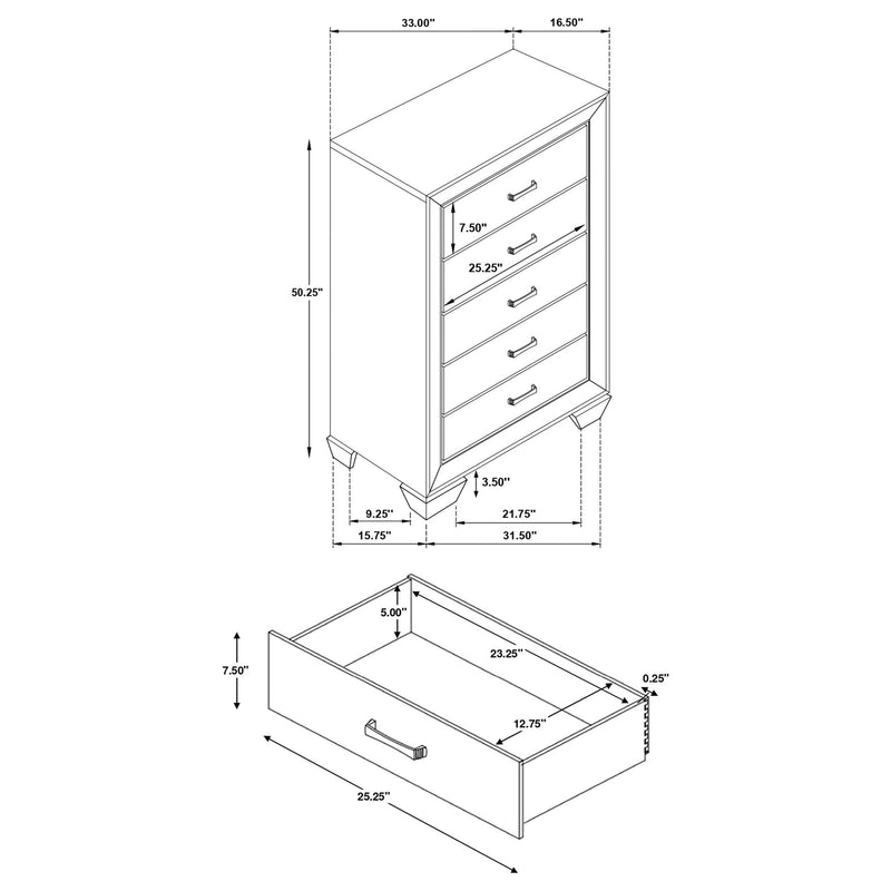 Hadfield - 5 Drawer Chest In Rich - Dark Brown