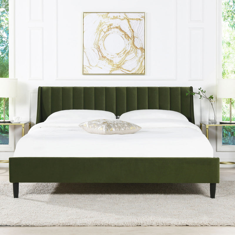 Aspen - Juego de cama de plataforma moderno con cabecero capitoné vertical