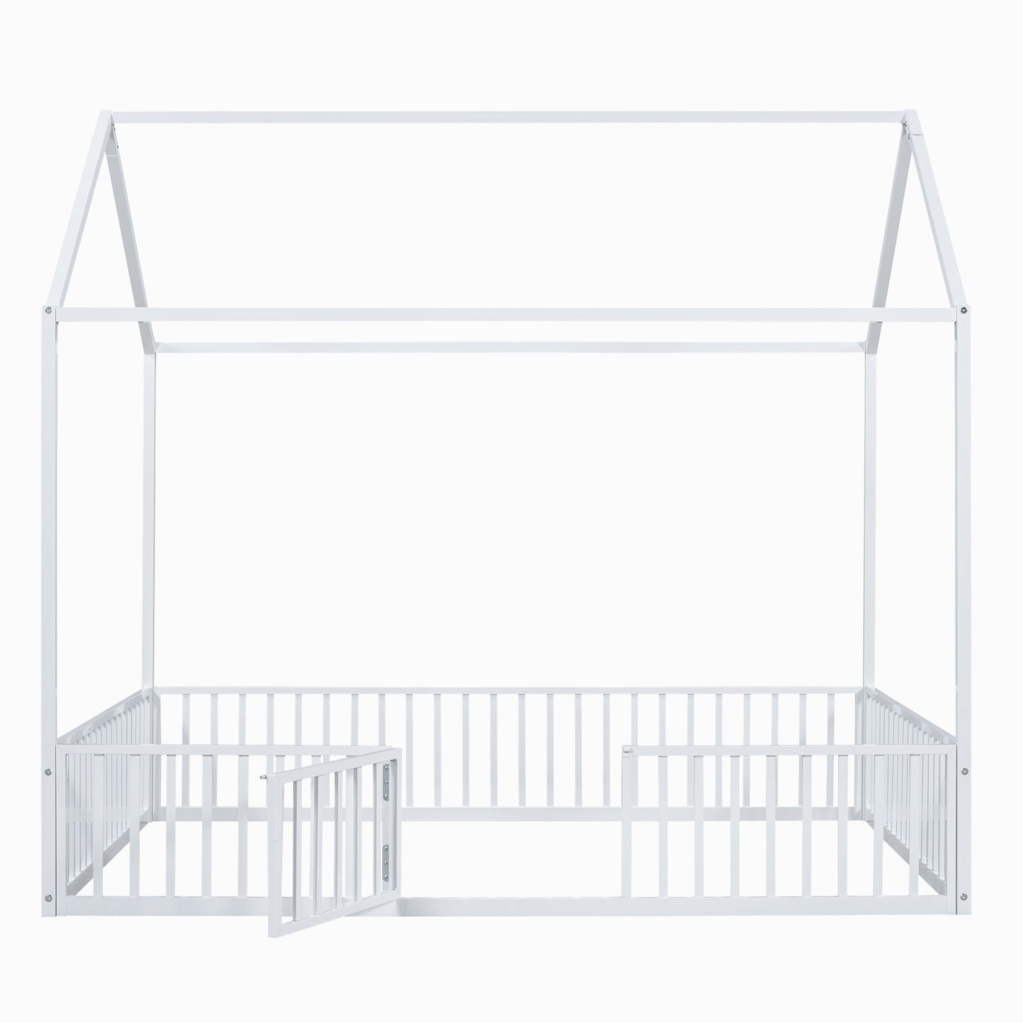 Metal House Bed With Fence And Door