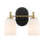 Vortex - 2 Lights Vanity In Style For Over Bathroom Mirror Wall Sconce - Black / Gold / White