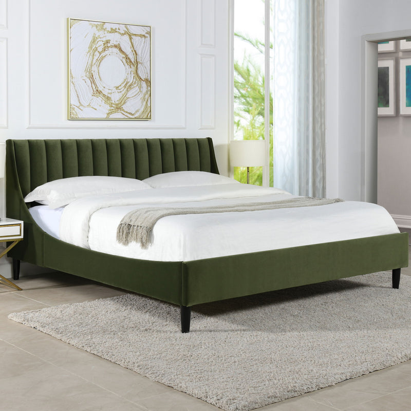 Aspen - Juego de cama de plataforma moderno con cabecero capitoné vertical