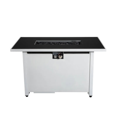 Outdoor 43" Rectangular Fire Pit Table With Adjustable Flame Control - White