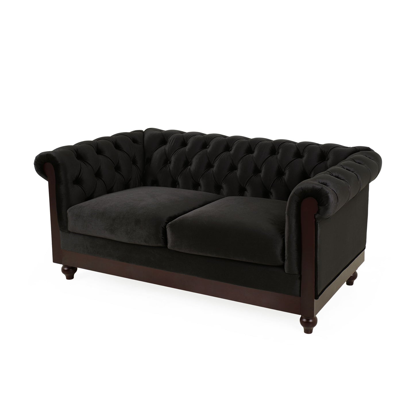 Chesterfield Loveseat Sofa, 2 Person Rolled Arm Upholstered Couch