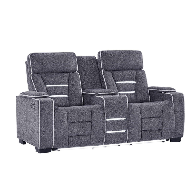 Austin - 3 Piece Reclining Sofa And Loveseat With Storage Arms - Gray