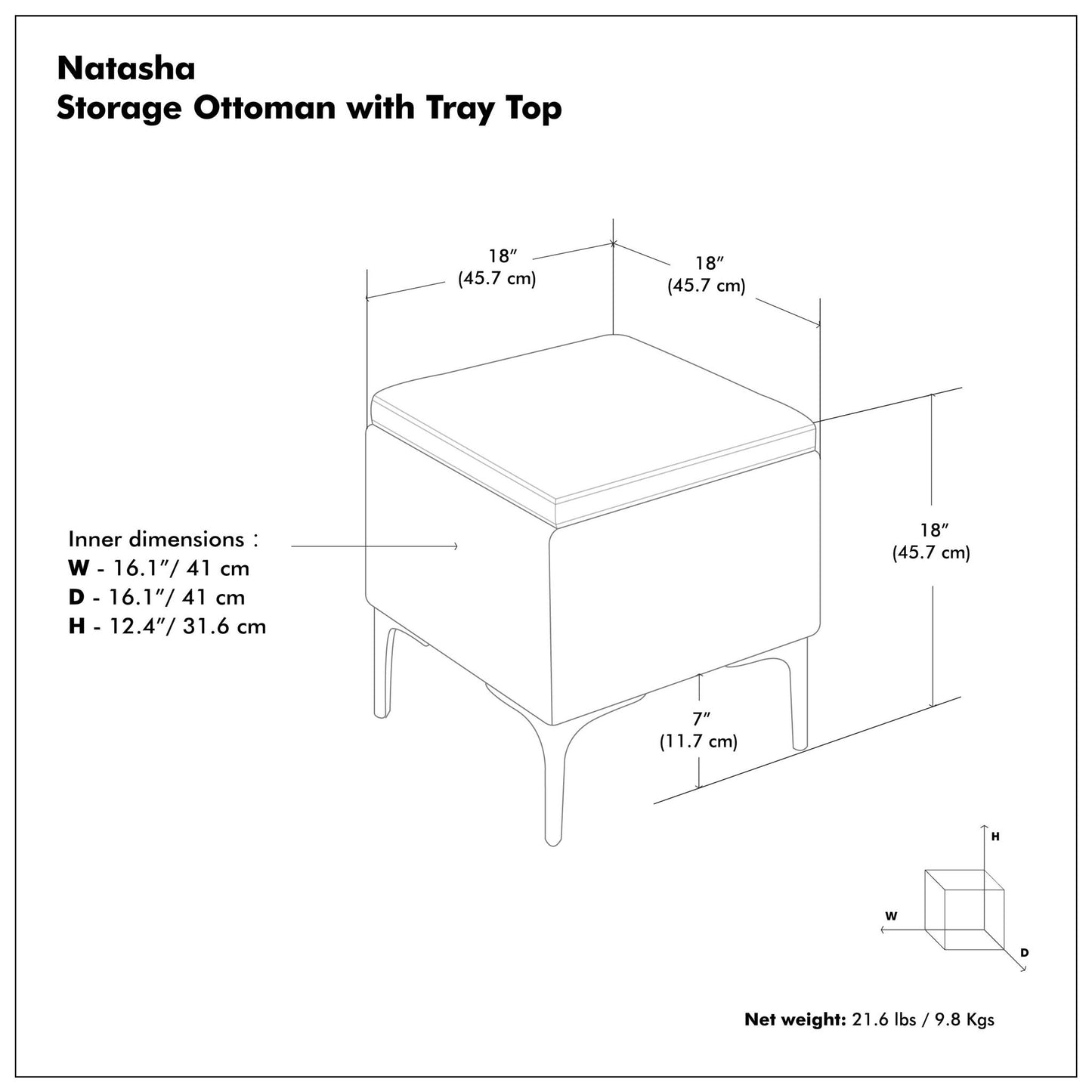 Natasha - Multifunctional Storage Ottoman With Tray
