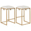 Square Counter Height Stools (Set of 2) - Beige / Gold
