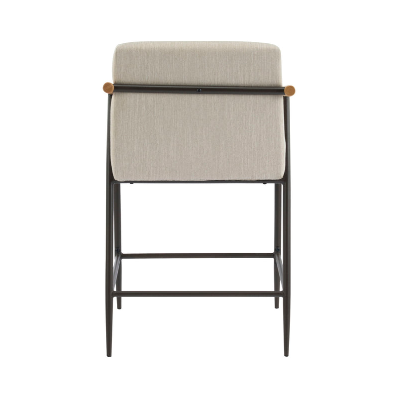 Counter Stool Set With Iron Frame - Espresso / Beige