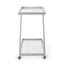 Modern Z Shaped Bar Cart With Tempered Glass Shelves - Silver