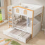 Full Over Full Bunk Bed With Storage Shelves And Trundle - White / Natural