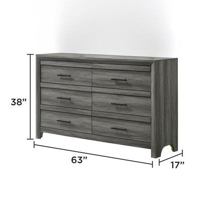 Denver - 6 Drawer Dresser - Gray