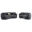 Luxe Upholstered Curved Sofa With Trim And Diamond Quilting - Dark Gray