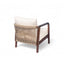 Outdoor Lounge Chair With Woven Backrest, Solid Wood Frame, Comfortable Cushions