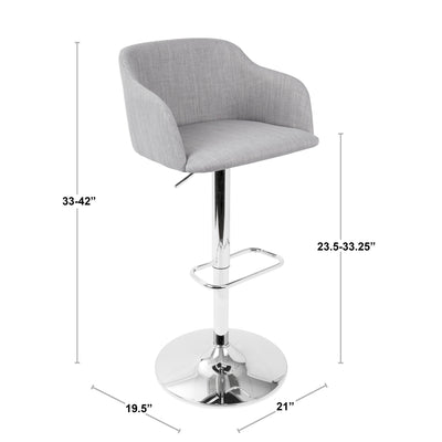 Daniella - Contemporary Adjustable Barstool With Swivel - Light Gray