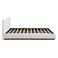 Elegant Boucle Upholstered Bed With Wood Grain Textured Solid Wood Base Frame
