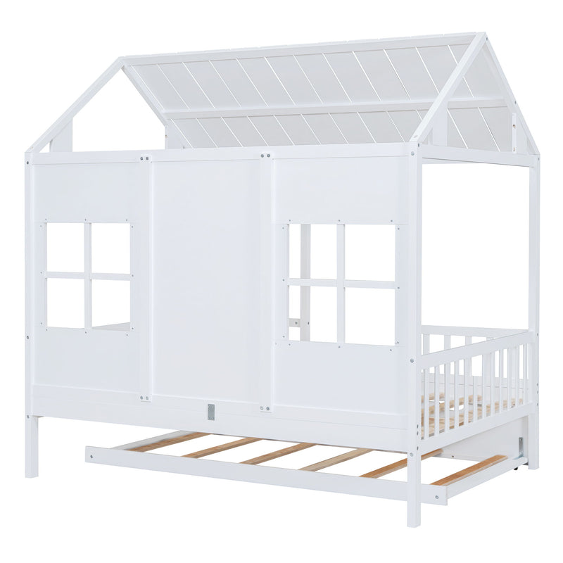 House Bed With Twin Size Trundle, Daybed