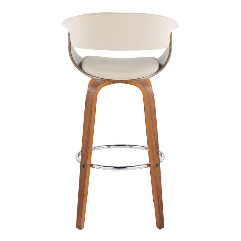 Vintage Mod - Mid Century Modern Fixed Height Barstool With Swivel With Round Footrest (Set of 2)