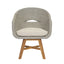 Modern Coastal Rattan Dining Chairs, (Set of 2), Solid Wood Legs - Beige