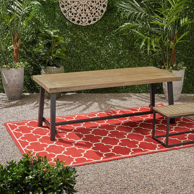Mesa de comedor para exterior - Gris / Metal rústico