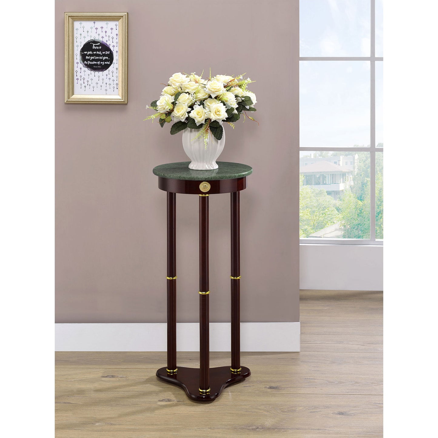 Elna - Accent Side Table With Round Top Plant Stand - Brown
