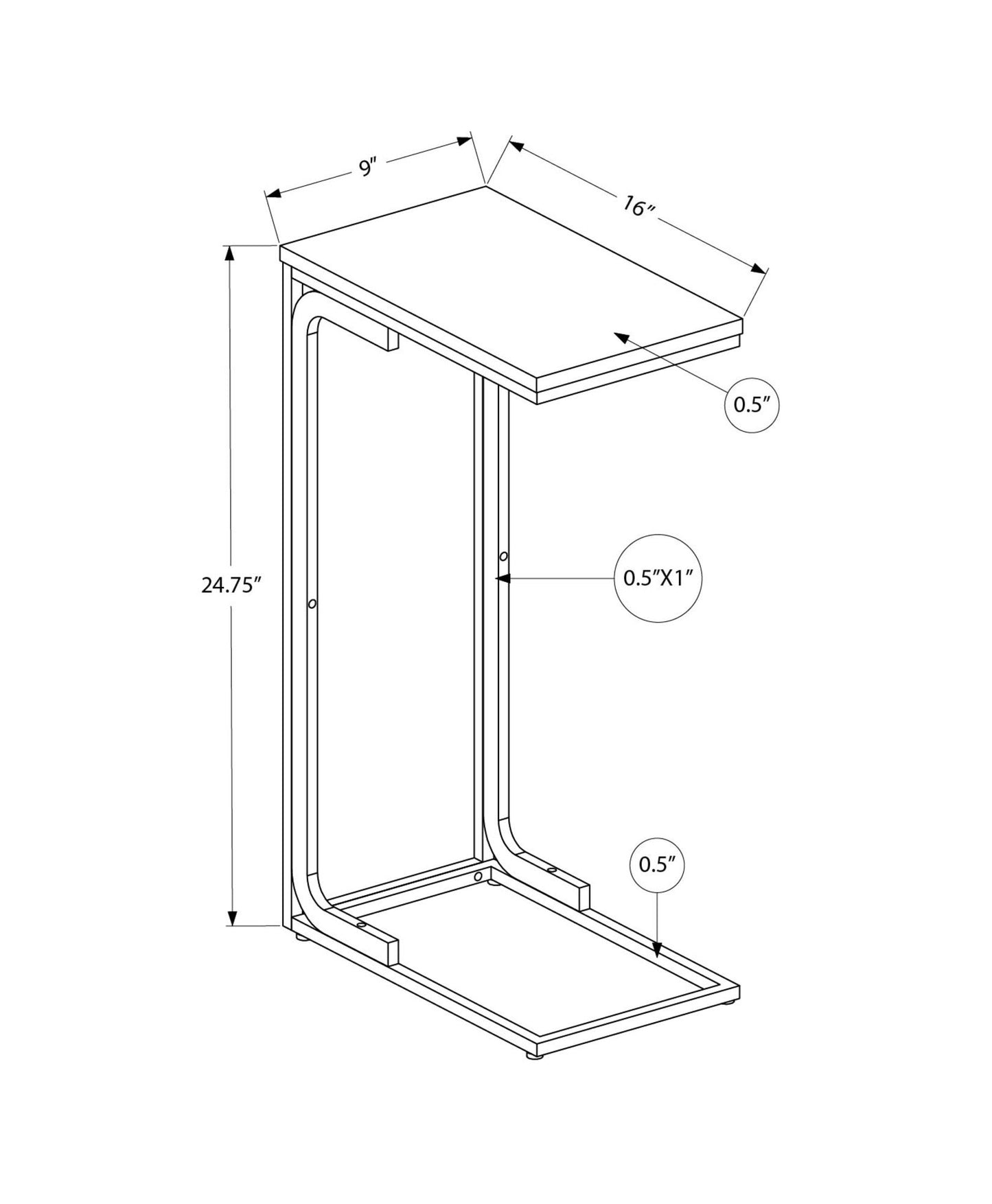 Accent Table, C - Shaped Modern Desig