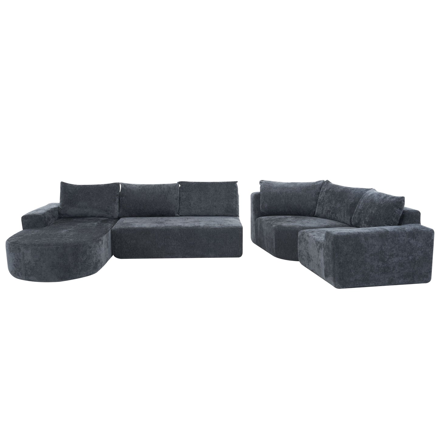 Modular Cloud Sectional Sofa Set, U-Shaped Upholstered Couch With Deep Seat