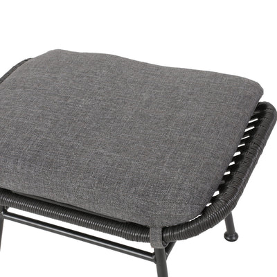 Outdoor Modern Boho Wicker Ottoman With Cushions (Set of 2)