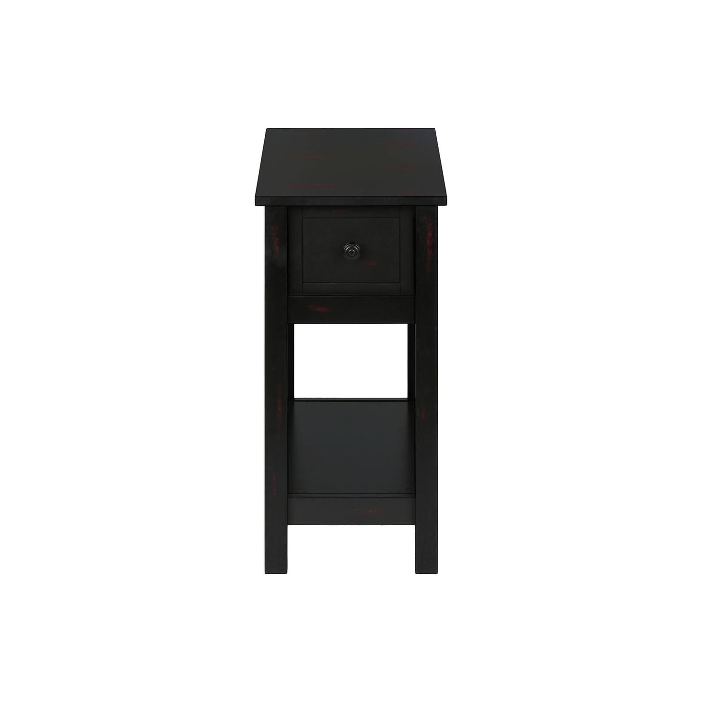 Accent End Table, 2 Tier, Narrow, Lamp, Storage Drawer, Charming Design