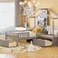 House Bed With Upholstered Sofa, Wireless Charging Station, Shelves And 2 Drawers
