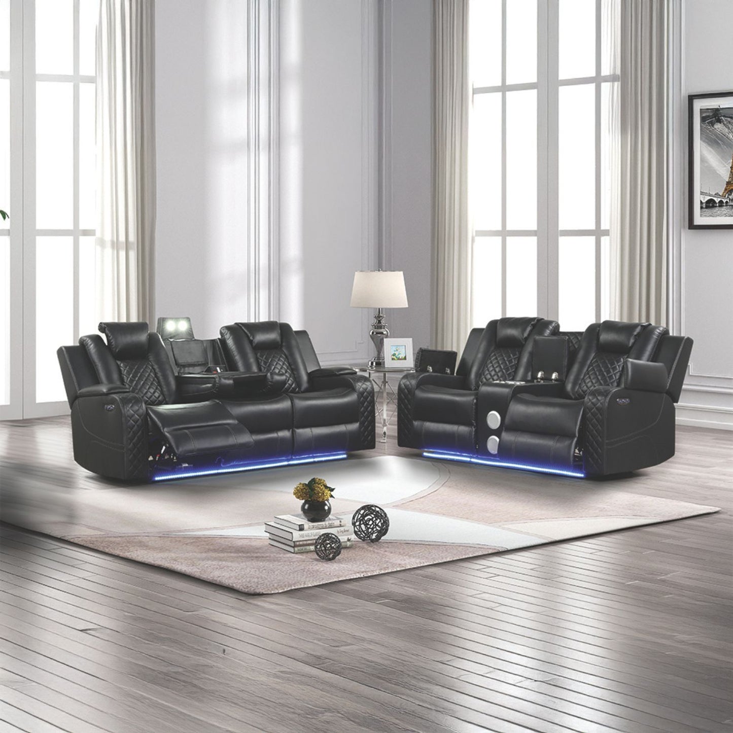 Benz - Power Recliner Set With LED Lighting And USB Charging